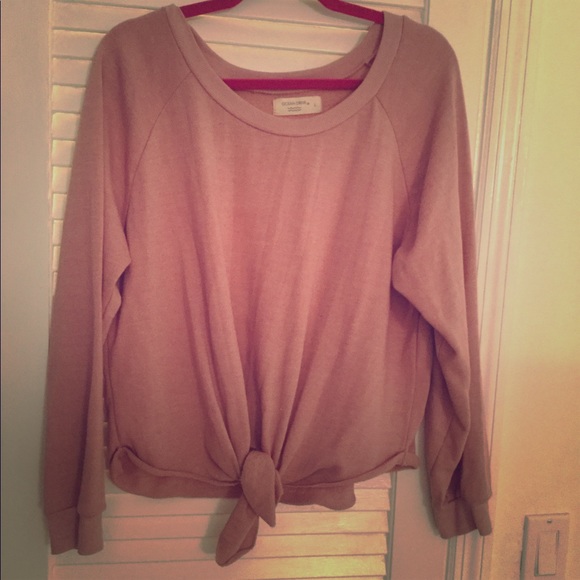 Ocean Drive Tops - 👍OCEAN DRIVE SWEAT SHIRT WITH FRONT TIE, PINK,